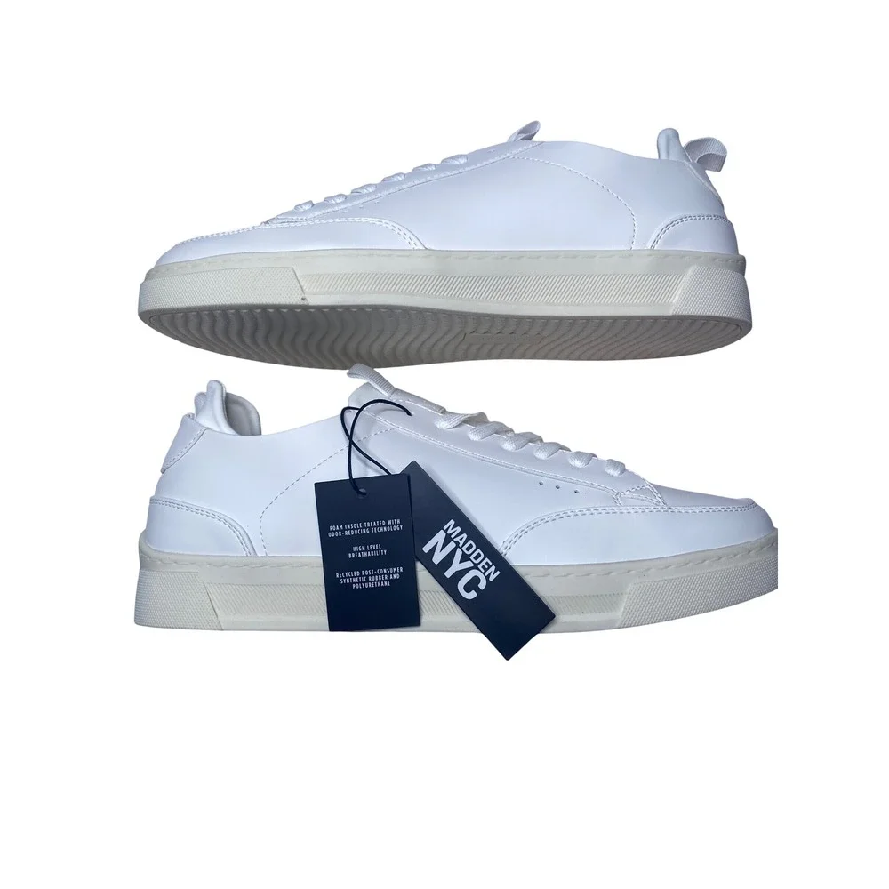 Madden NYC Markk Court Casual Mens White Sneakers Size 12 Low Top Trainers NEW